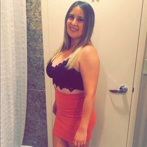 Peach colored mini skirt